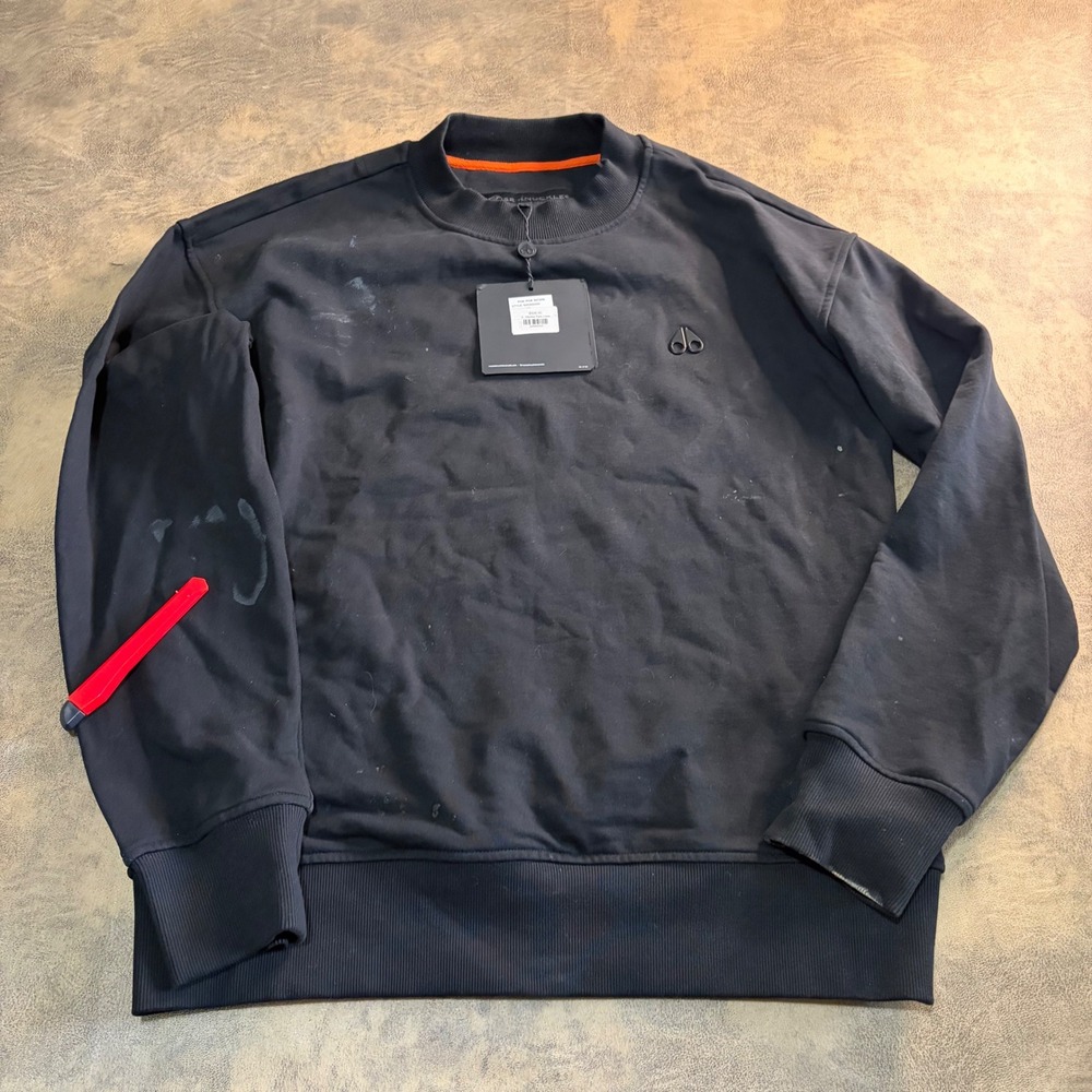 Moose Knuckles Marine Park Crew *DEFECT* Mens Small Black‎ Sweatshirt M32MS650